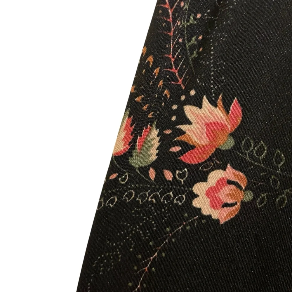 VINTAGE 70s Floral Black Ruffle Tier Maxi Skirt Prairie Hippie Boho Whimsigoth